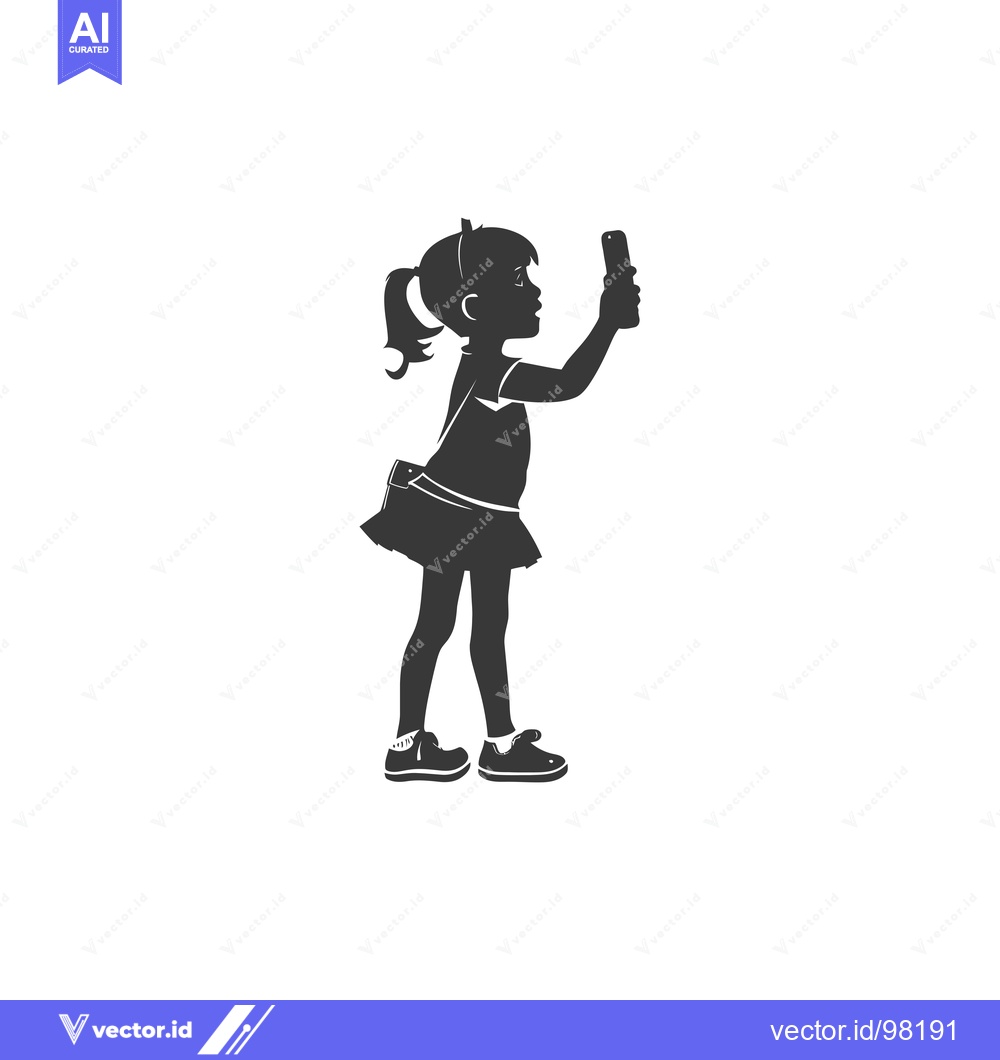 Premium Vector dari Silhouette of a Girl Taking a Picture with a Smartphone