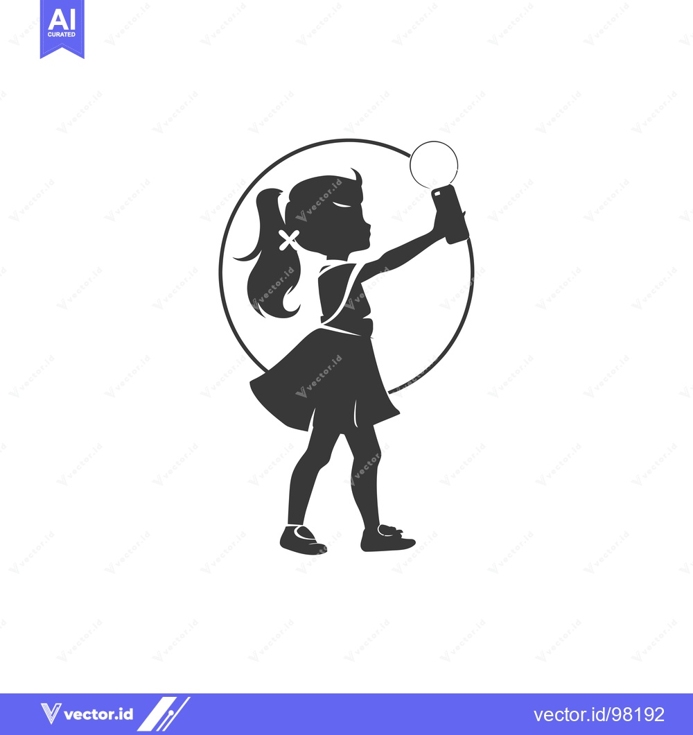 Premium Vector dari Silhouette of a Girl Taking a Selfie with a Smartphone