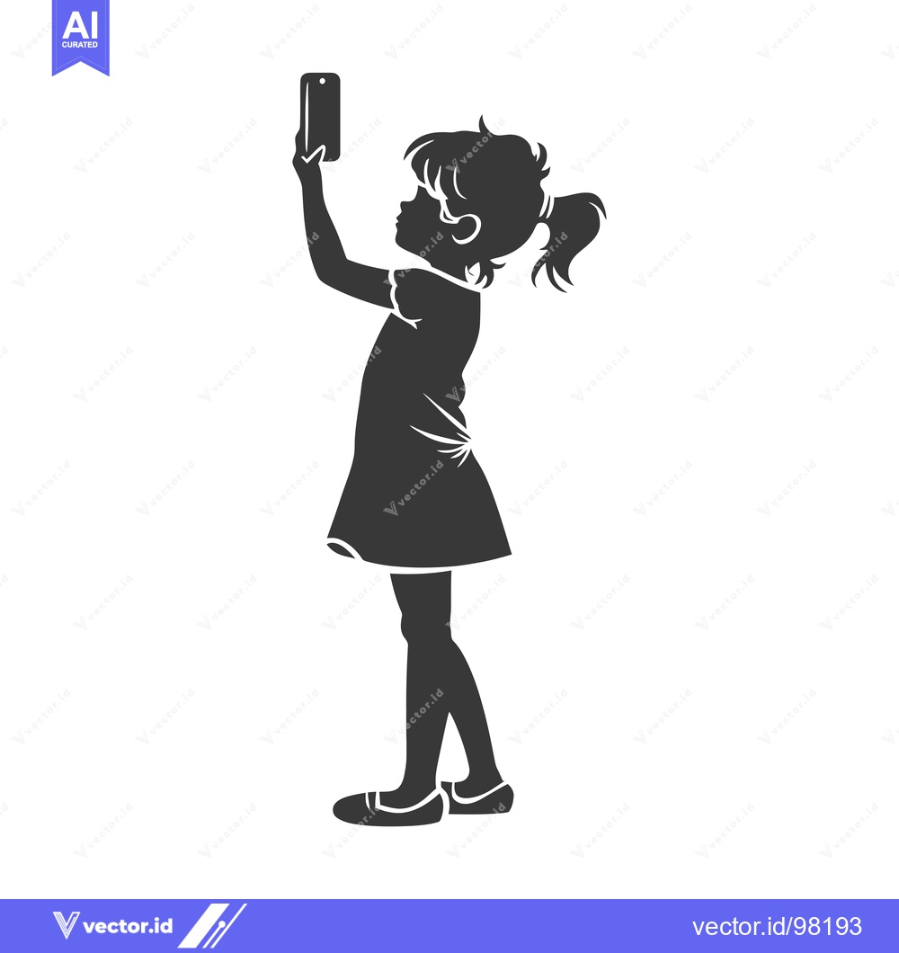 Premium Vector of Silhouette of a girl taking a selfie with a smartphone