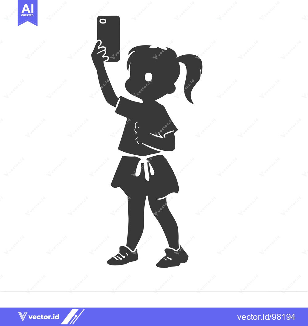 Premium Vector dari Silhouette of a Girl Taking a Selfie with a Smartphone