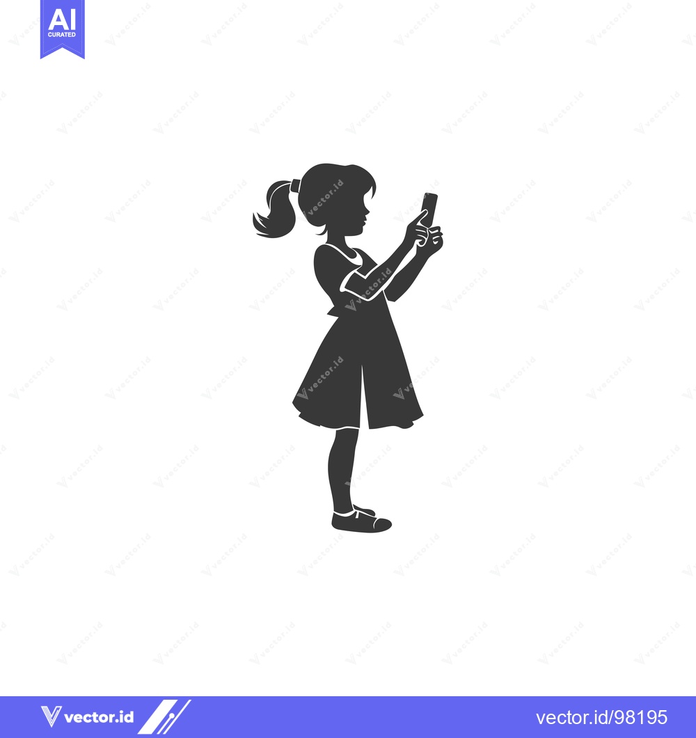 Premium Vector dari Silhouette of a Girl Using a Smartphone