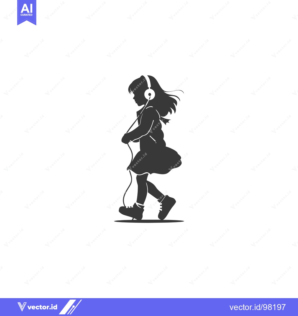 Premium Vector of Silhouette of a Girl Walking and Listening to Music