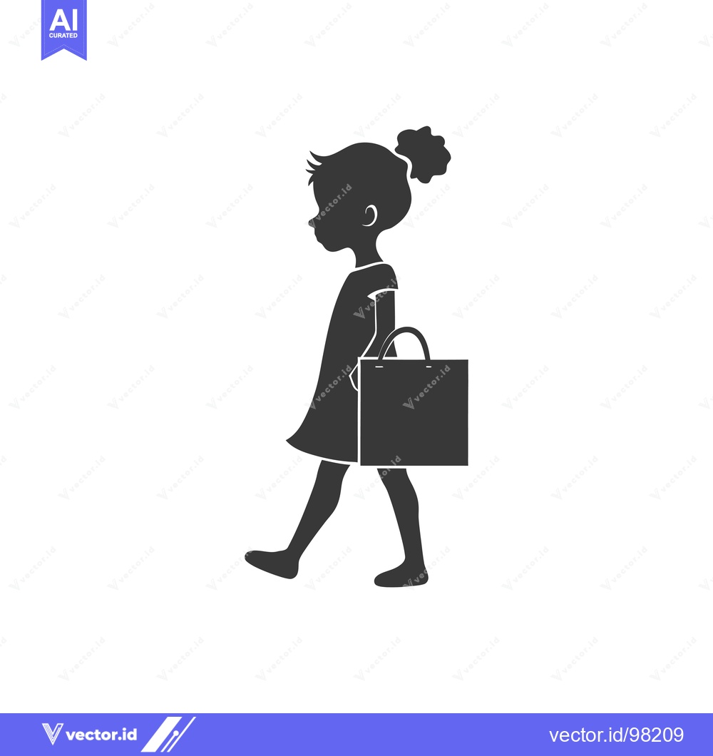 Premium Vector dari Silhouette of a Girl Walking with a Shopping Bag