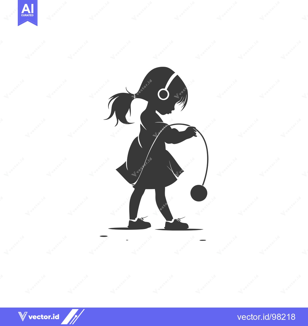 Premium Vector dari Silhouette of a girl with headphones and a yo-yo