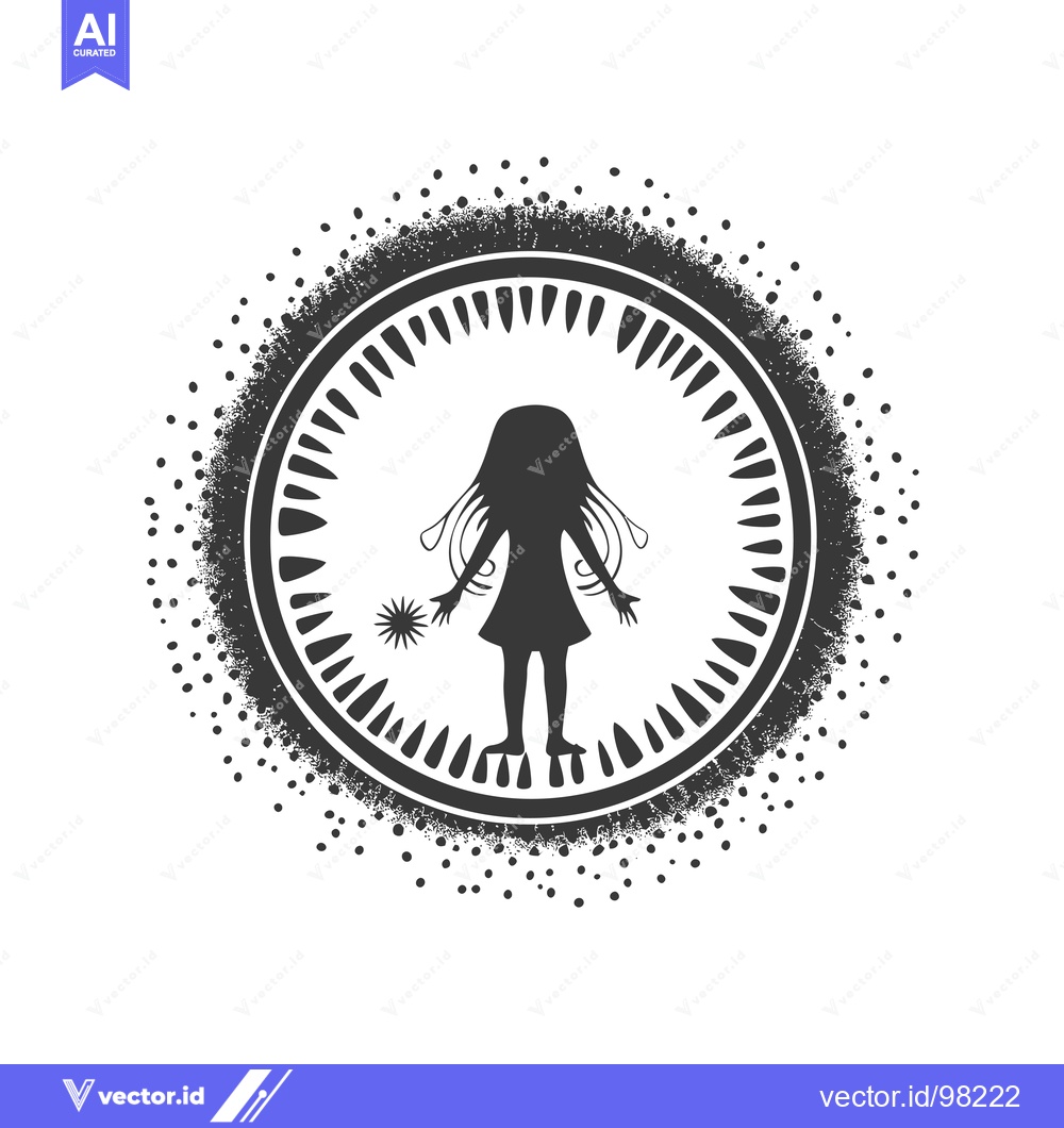 Premium Vector of Silhouette of a Girl with Long Hair Standing in a Circle