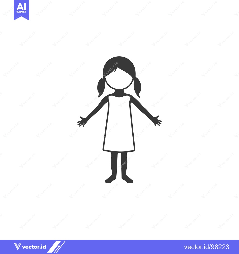 Premium Vector dari Silhouette of a girl with pigtails standing with arms outstretched