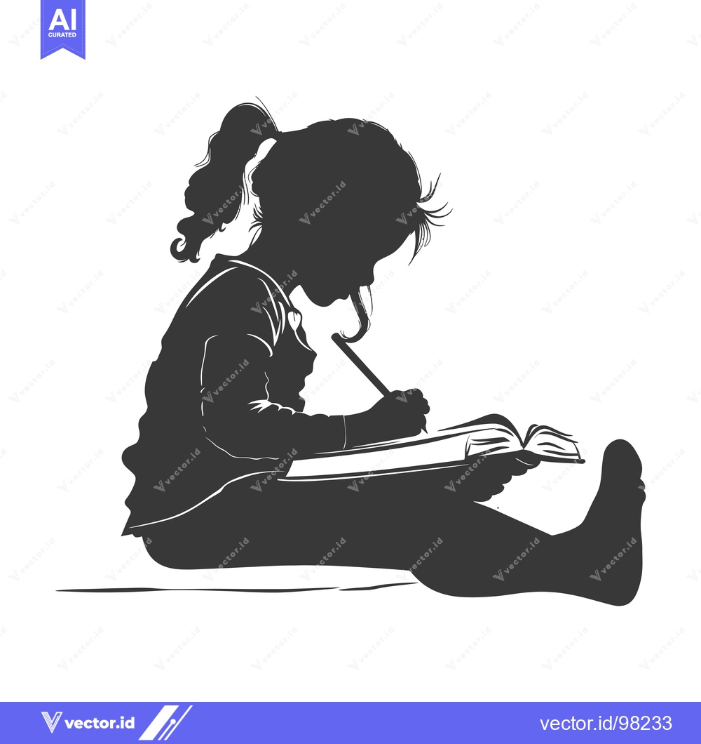 Premium Vector of Silhouette of a Girl Writing in a Notebook