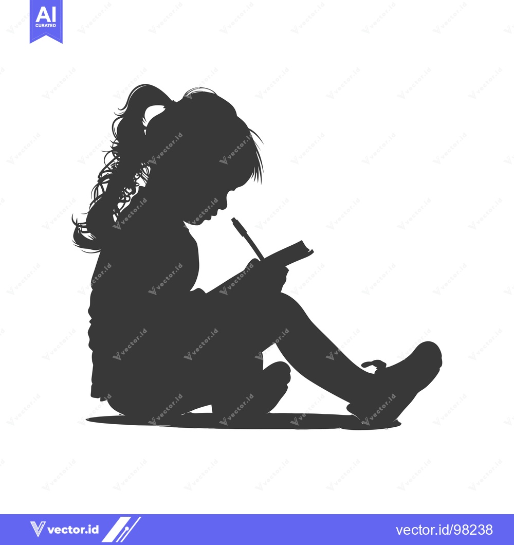 Premium Vector dari Silhouette of a girl writing in a notebook