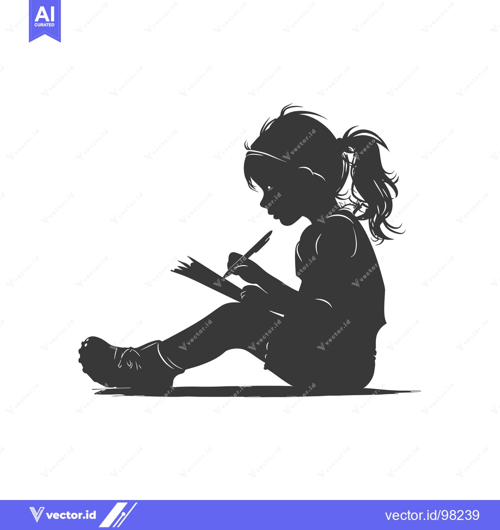 Premium Vector dari Silhouette of a girl writing in a notebook