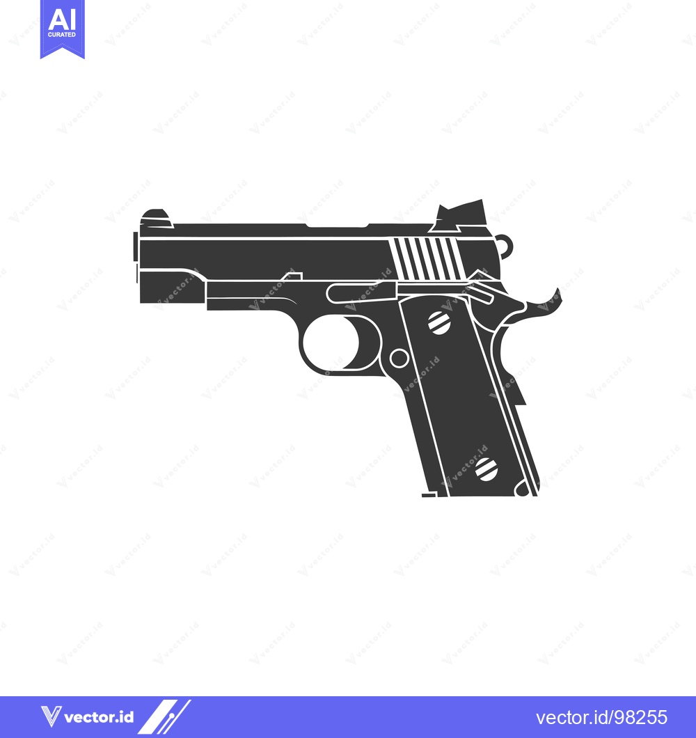 Premium Vector of Silhouette of a Handgun with a White Background