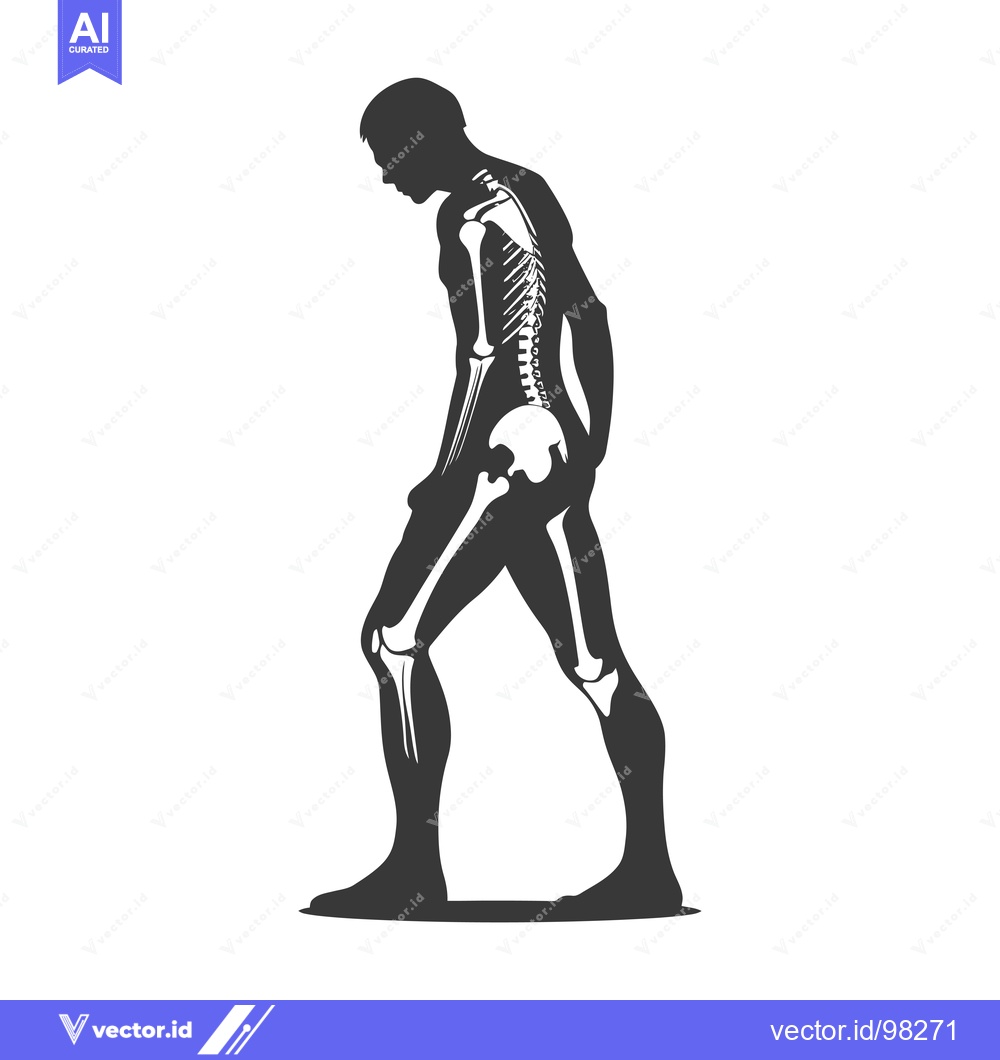 Premium Vector dari Silhouette of a Human Figure with Visible Skeleton