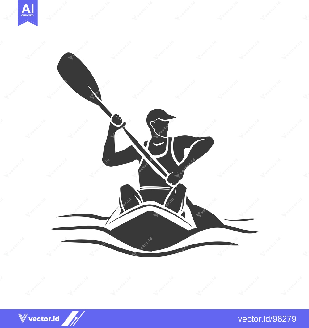Premium Vector of Silhouette of a Kayaker Paddling in Water