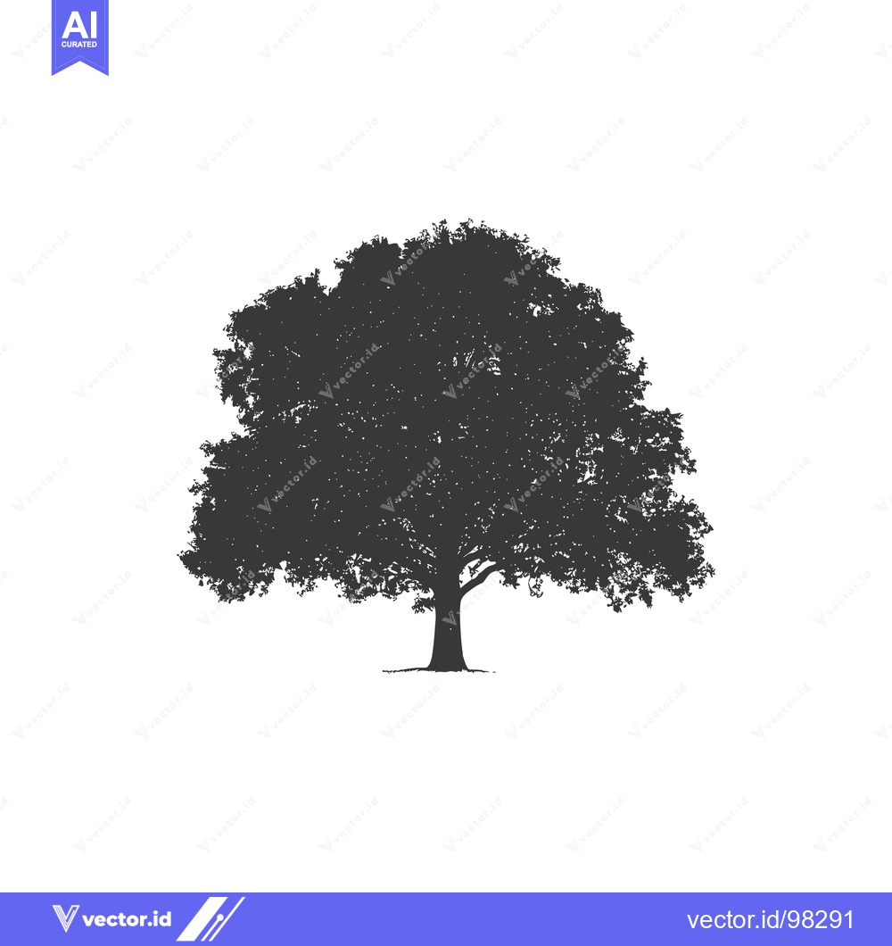 Premium Vector of Silhouette of a large deciduous tree with thick canopy