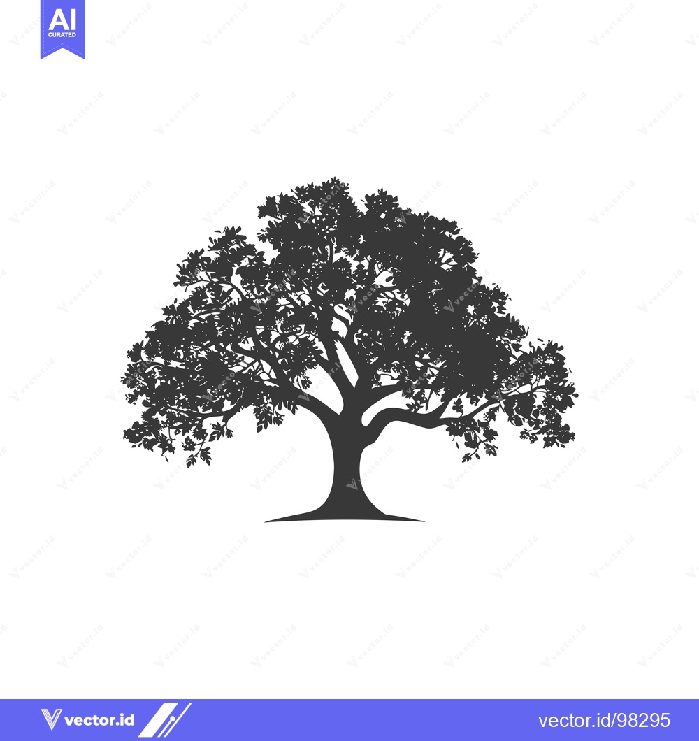 Premium Vector dari Silhouette of a Large Tree with Spreading Branches