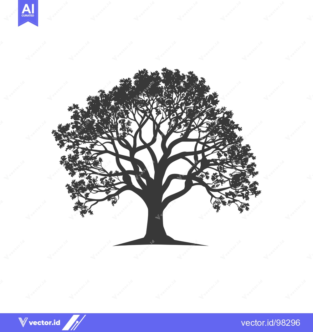 Premium Vector dari Silhouette of a Large Tree with Spreading Branches