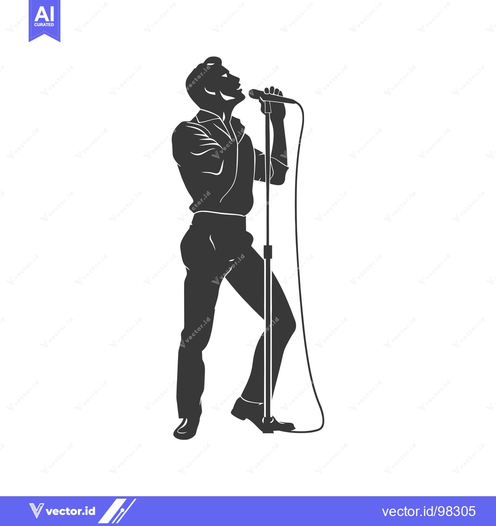Premium Vector of Silhouette of a Male Singer Holding a Microphone
