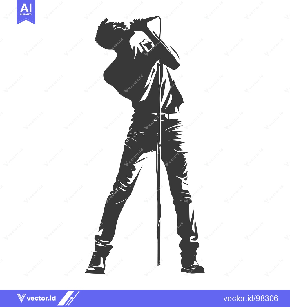 Premium Vector of Silhouette of a Male Singer Performing with a Microphone