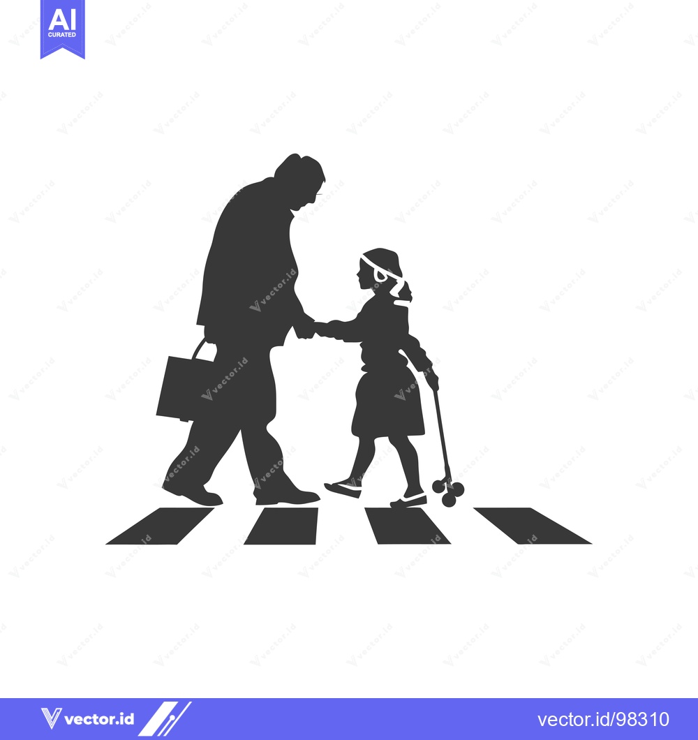 Premium Vector dari Silhouette of a Man and a Child Crossing a Crosswalk