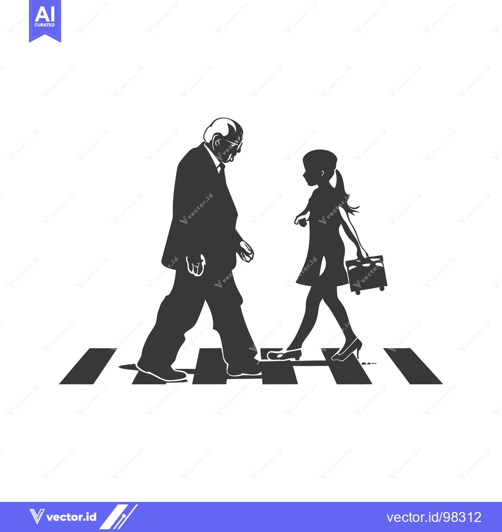 Premium Vector dari Silhouette of a man and woman crossing a crosswalk