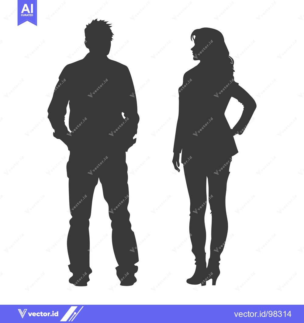 Premium Vector dari Silhouette of a Man and Woman Standing Apart