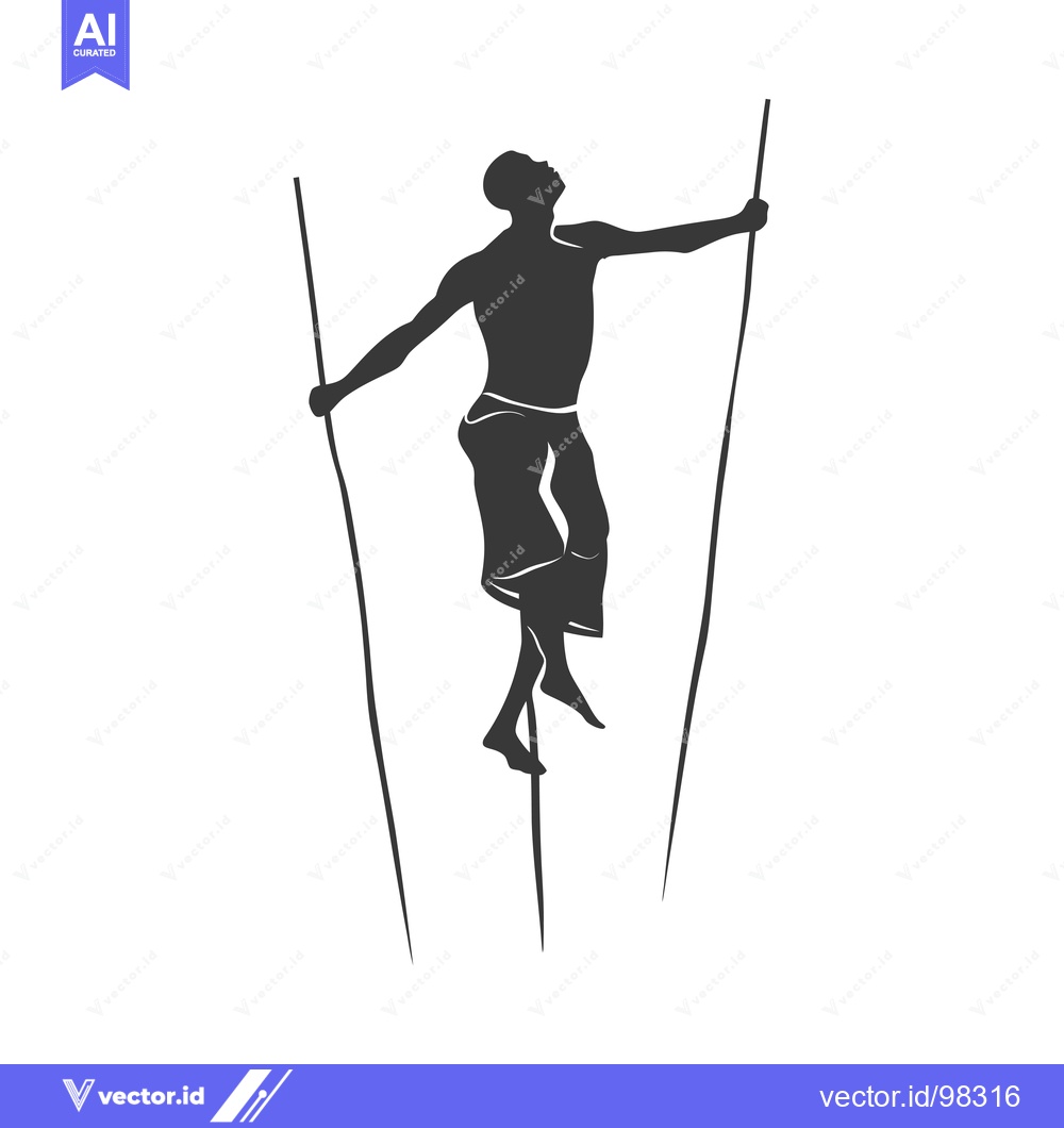 Premium Vector of Silhouette of a Man Balancing on Tall Sticks