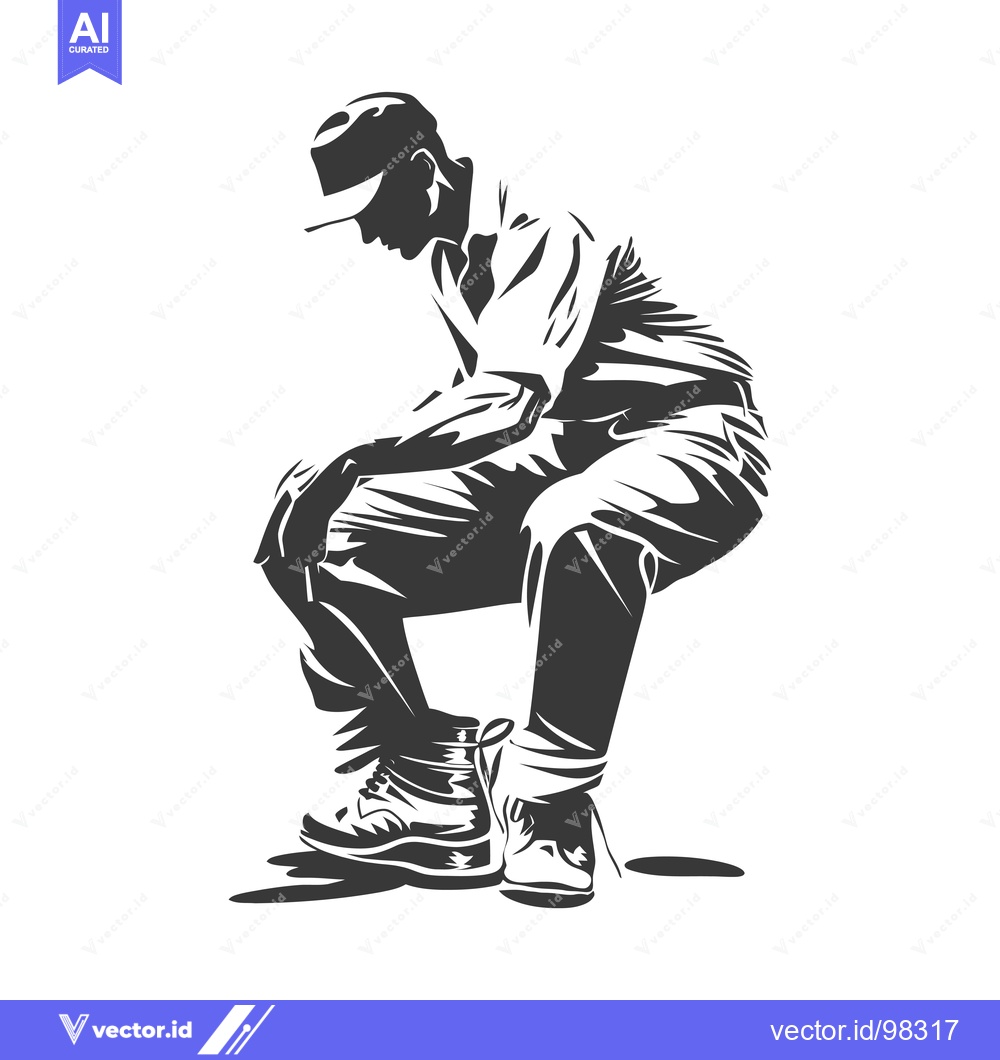 Premium Vector dari Silhouette of a man bending over, wearing a cap and boots