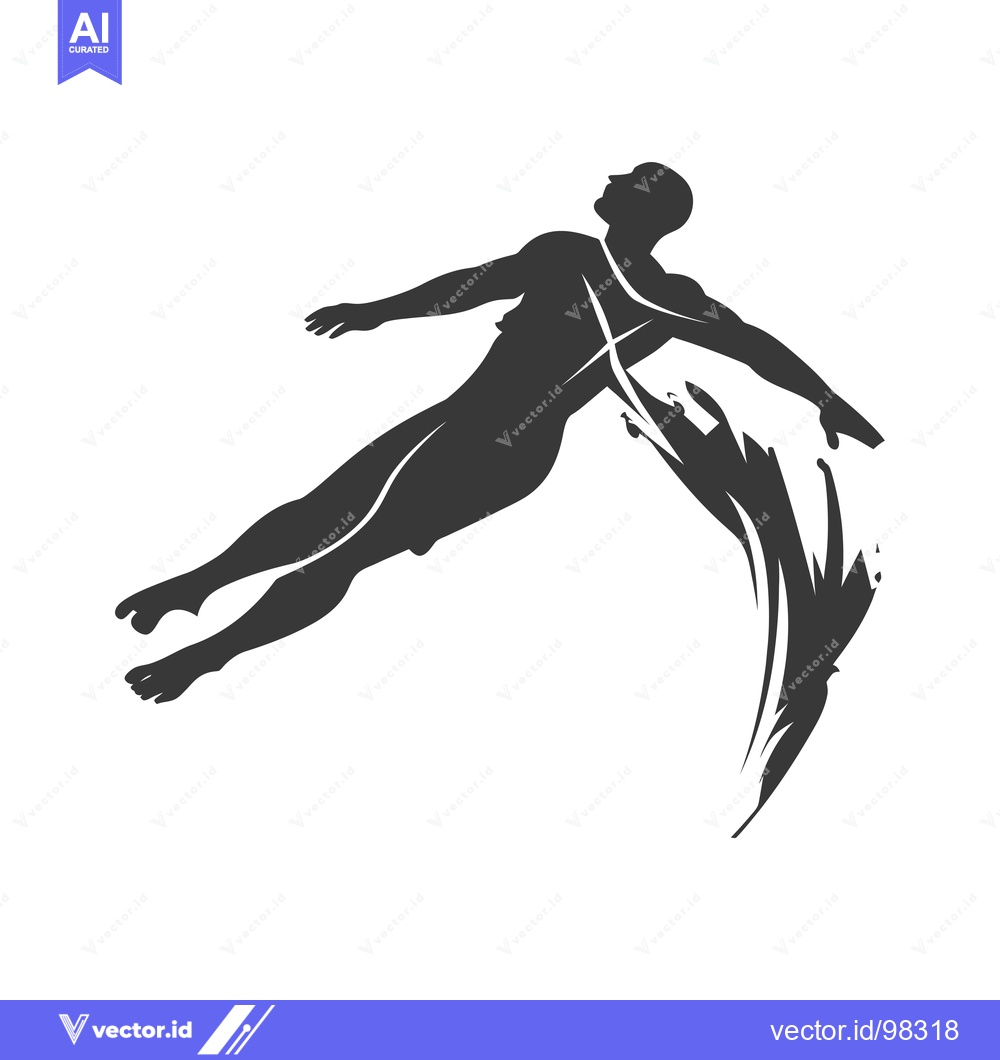 Premium Vector dari Silhouette of a Man Diving into Water with Splash