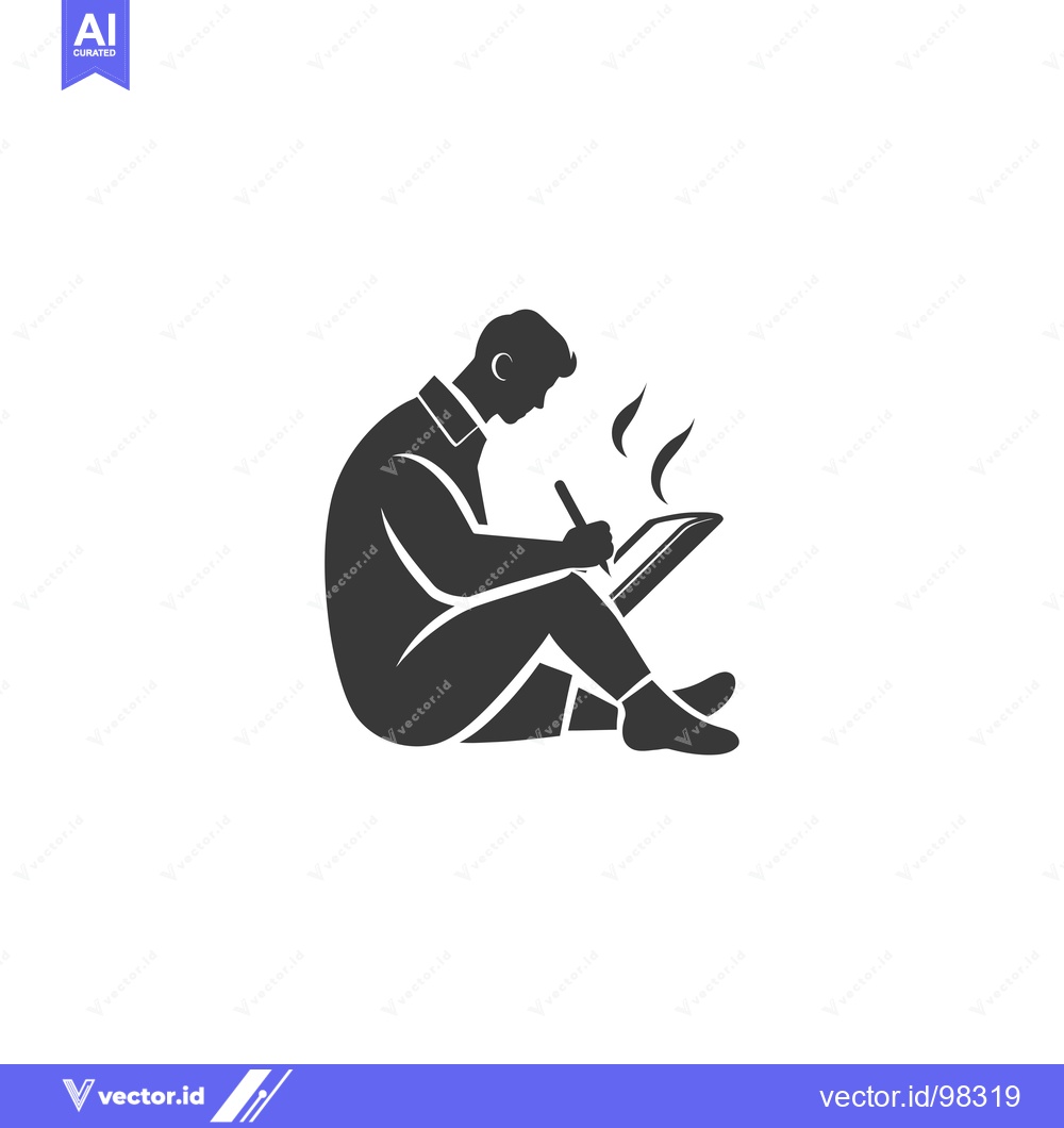 Premium Vector dari Silhouette of a man drawing on a tablet