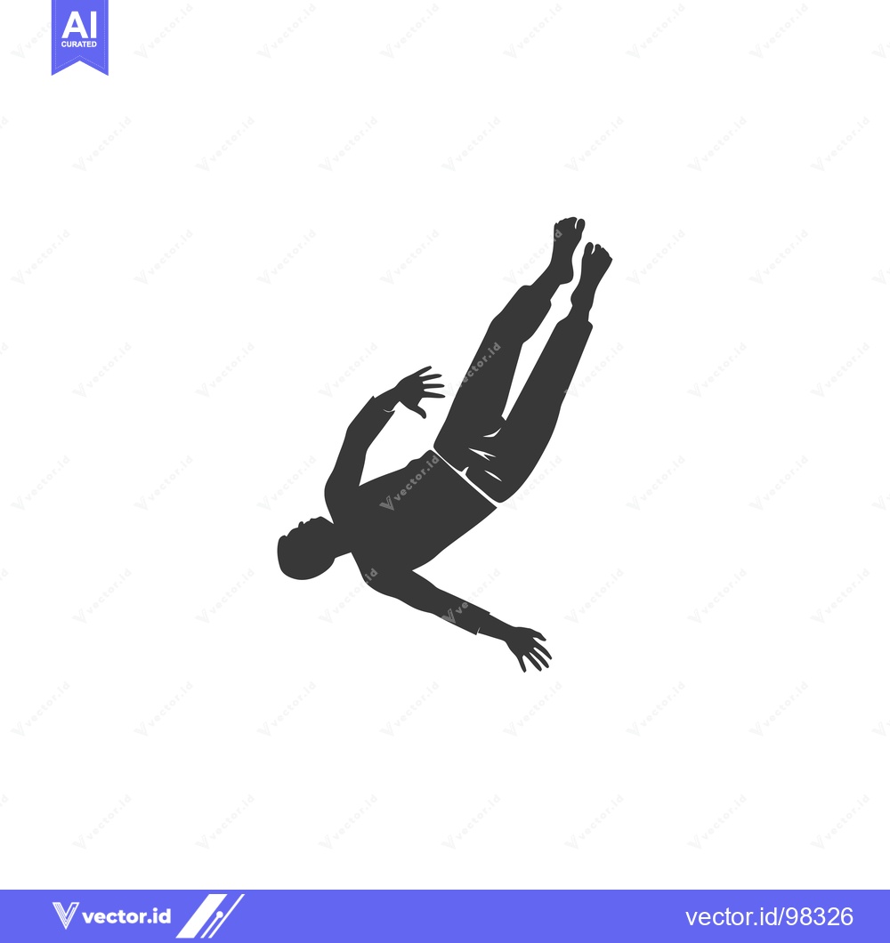 Premium Vector dari Silhouette of a man falling headfirst with arms outstretched