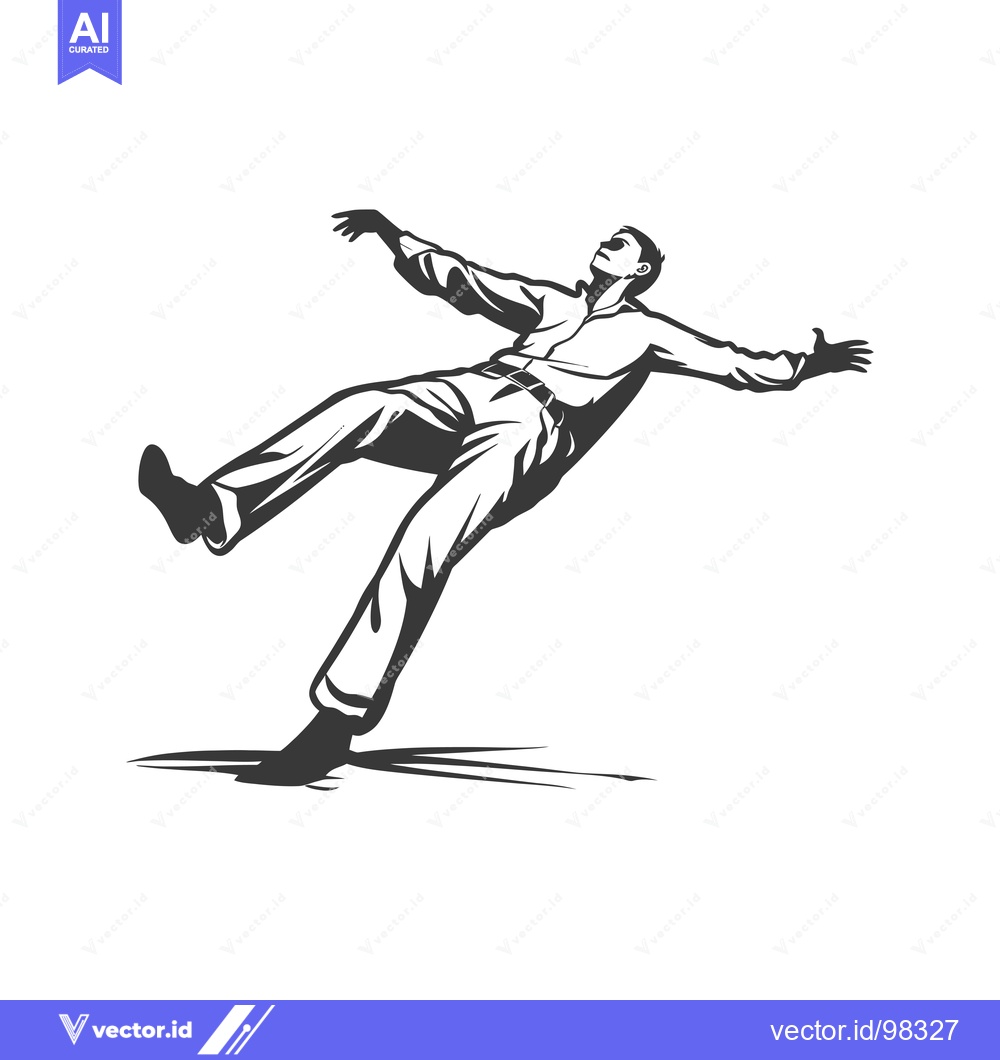 Premium Vector dari Silhouette of a Man Falling with Arms Outstretched