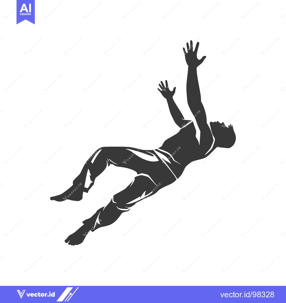 Premium Vector of Silhouette of a man falling with outstretched arms