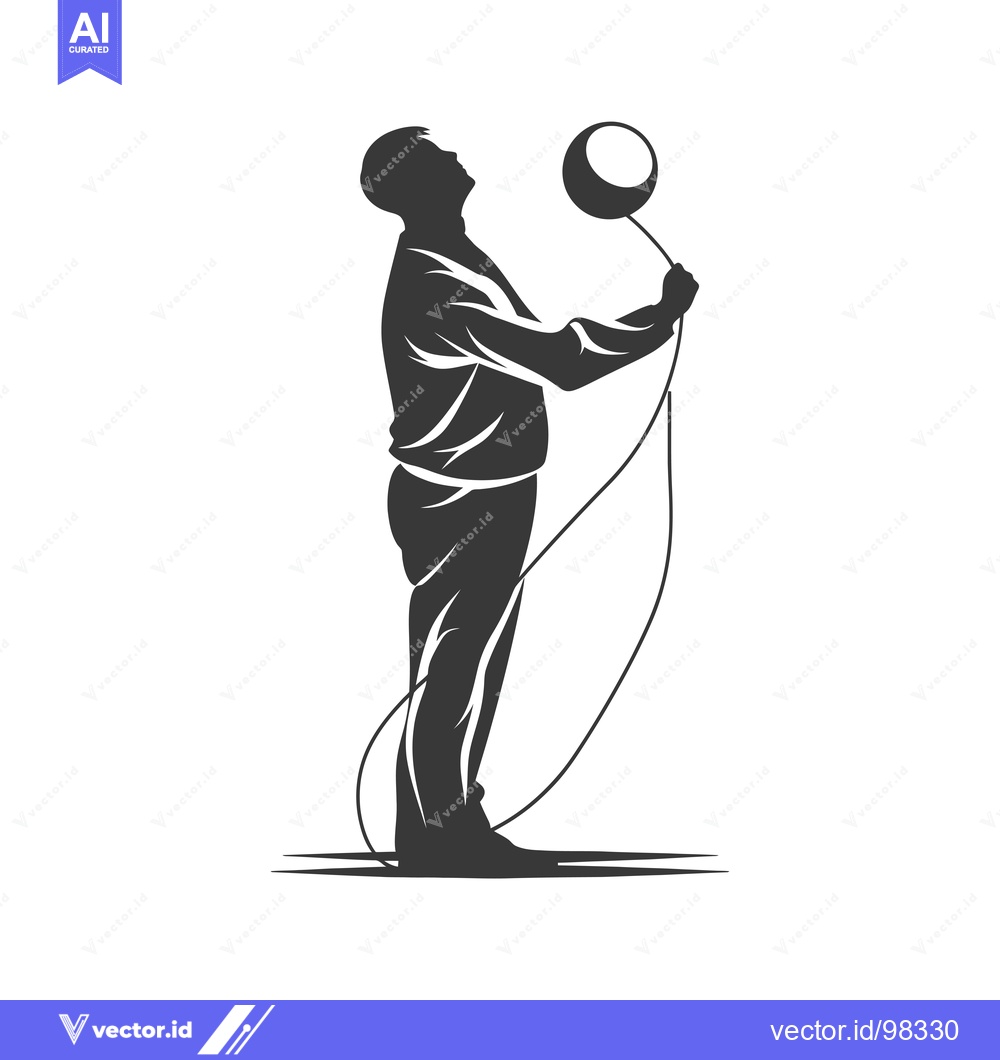 Premium Vector dari Silhouette of a Man Holding a Ball on a String