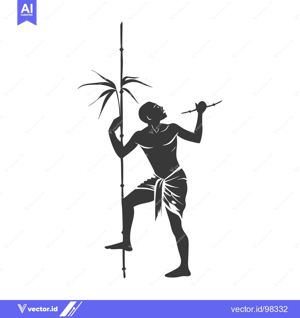 Premium Vector of Silhouette of a Man Holding a Palm Branch and a Stick