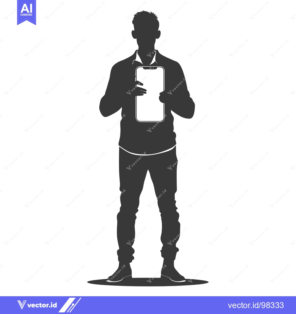 Premium Vector dari Silhouette of a Man Holding a Smartphone