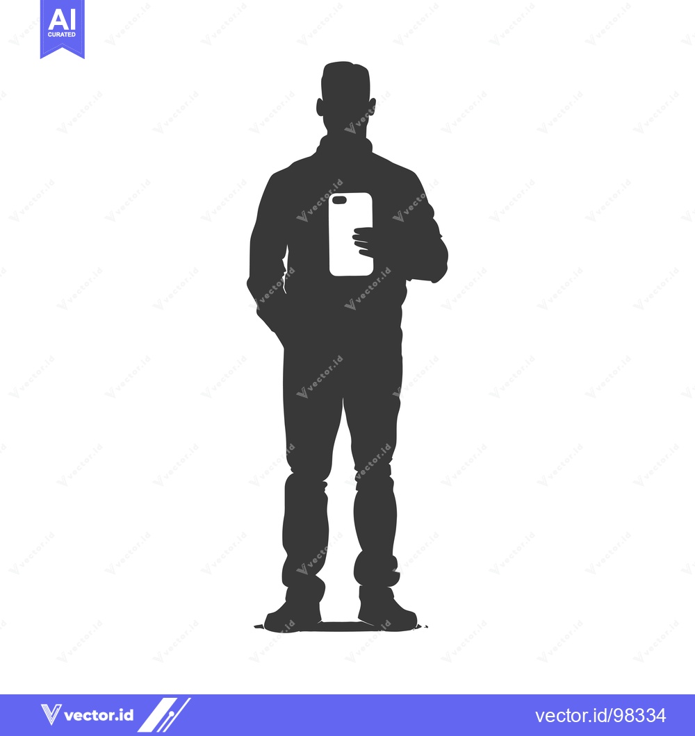 Premium Vector of Silhouette of a Man Holding a Smartphone