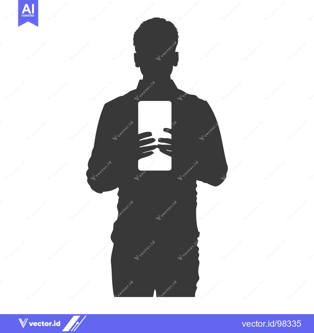 Premium Vector of Silhouette of a Man Holding a Smartphone