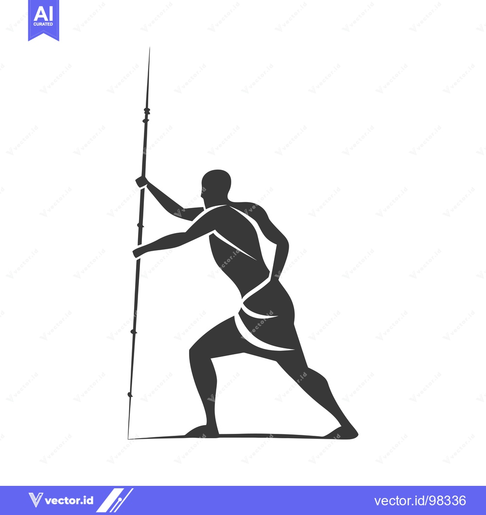 Premium Vector of Silhouette of a Man Holding a Spear