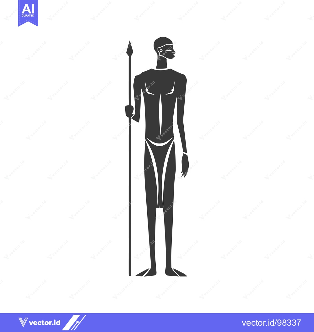 Premium Vector dari Silhouette of a Man Holding a Spear