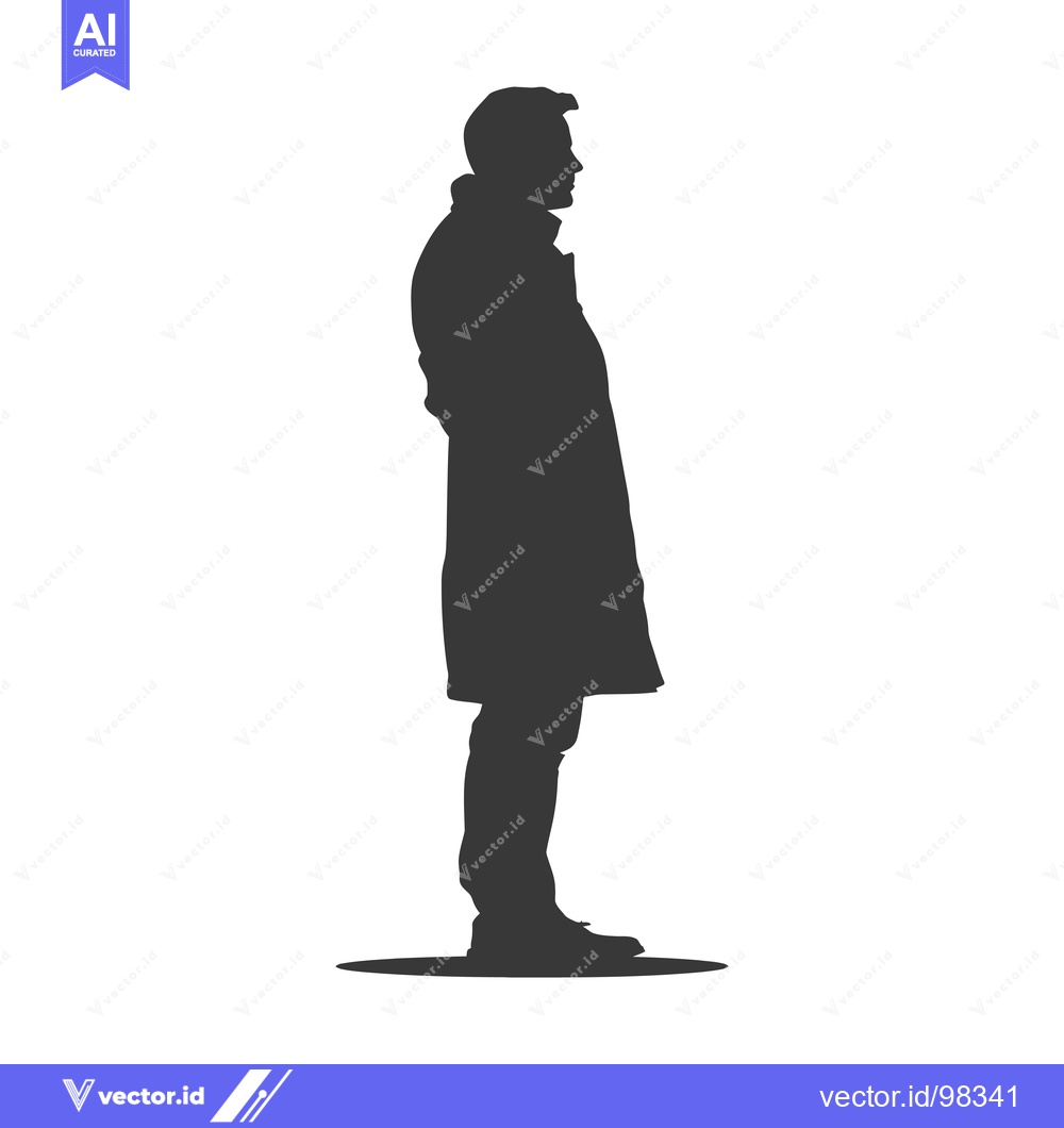 Premium Vector of Silhouette of a Man in a Coat Standing with Hands Behind His Back