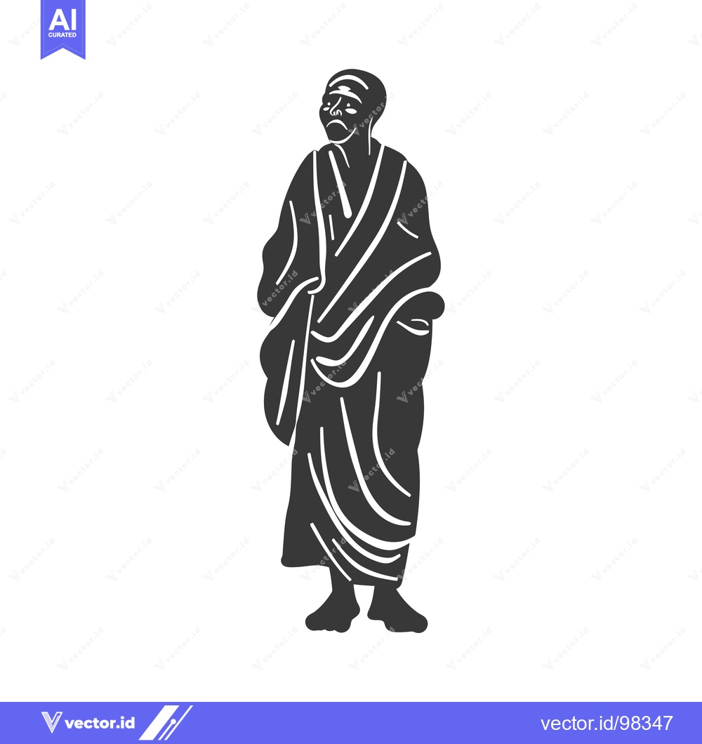 Premium Vector dari Silhouette of a Man in a Long Robe, Looking Upwards
