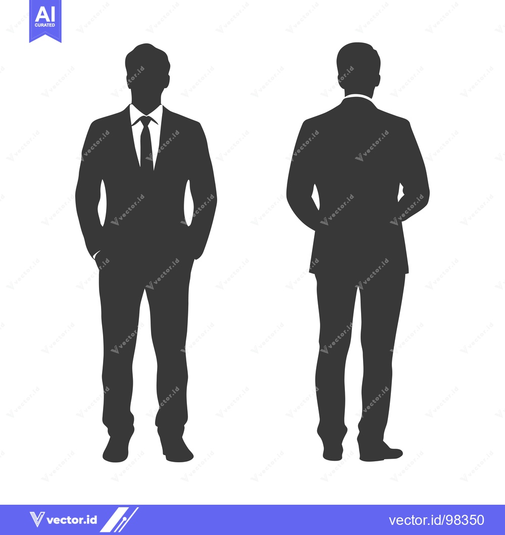 Premium Vector dari Silhouette of a Man in a Suit, Front and Back View