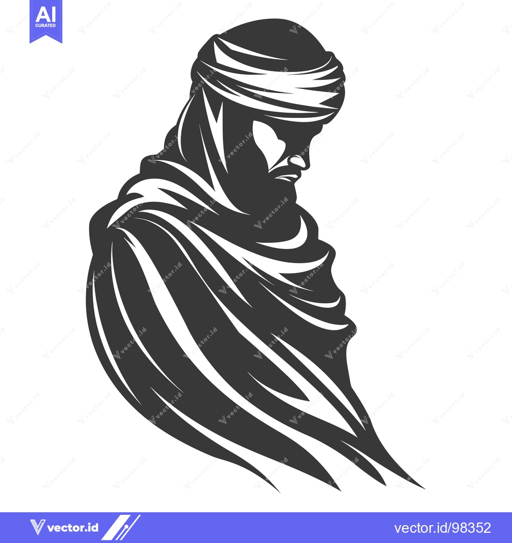 Premium Vector of Silhouette of a Man in a Turban and Long Robe