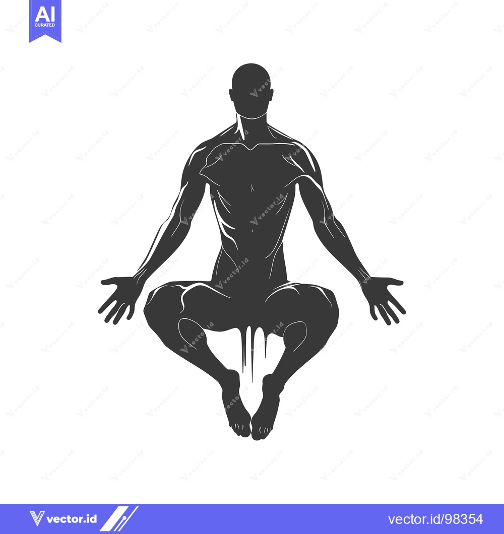 Premium Vector dari Silhouette of a Man in a Yoga Pose