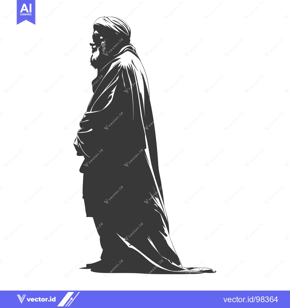 Premium Vector of Silhouette of a Man in Traditional Islamic Attire Kneeling in Prayer