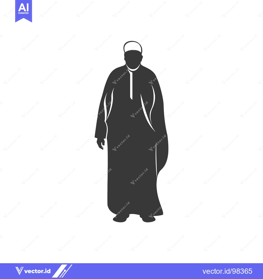 Premium Vector dari Silhouette of a Man in Traditional Islamic Clothing