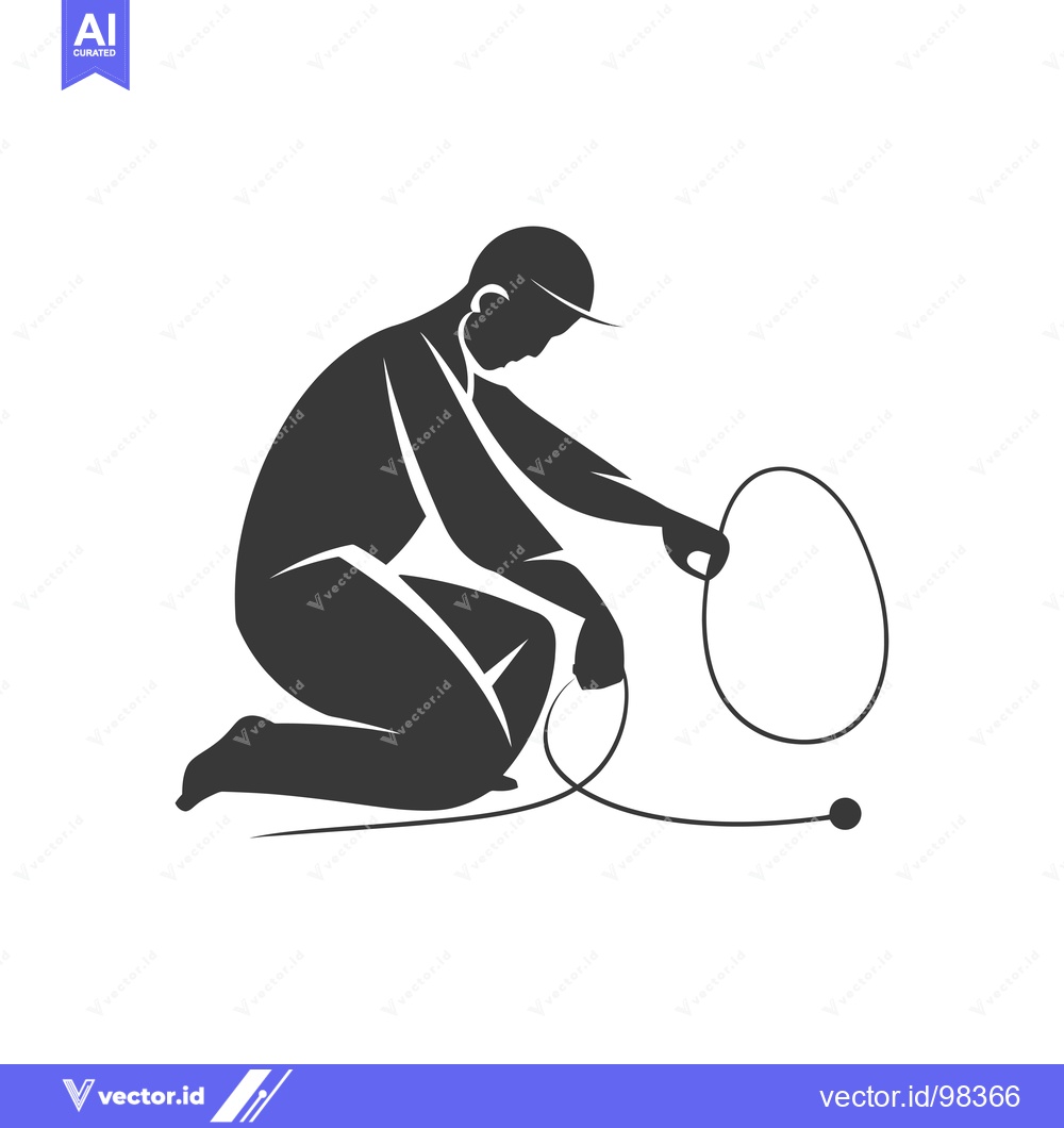 Premium Vector of Silhouette of a Man Kneeling and Holding a Rope