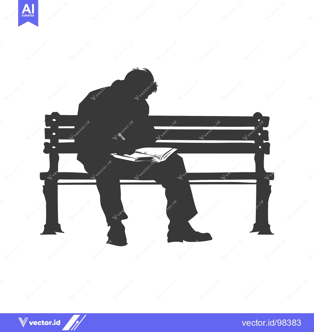Premium Vector dari Silhouette of a Man Reading on a Bench
