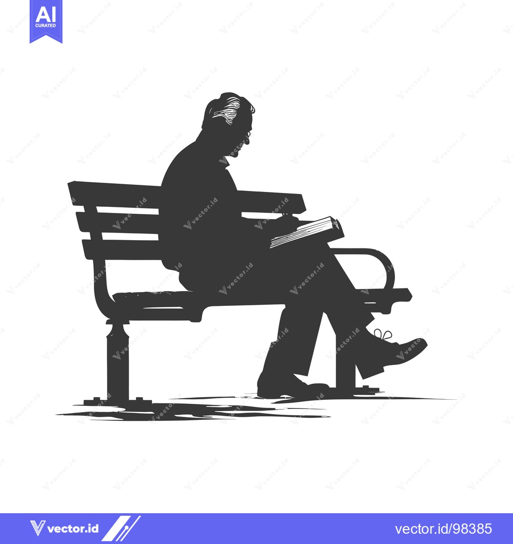 Premium Vector dari Silhouette of a Man Reading on a Park Bench