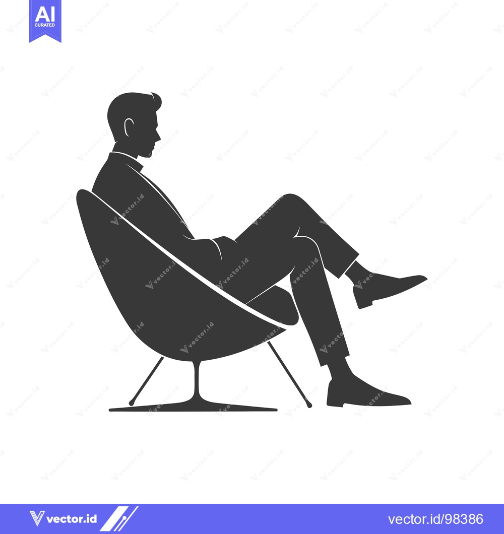 Premium Vector dari Silhouette of a Man Relaxing in a Modern Chair