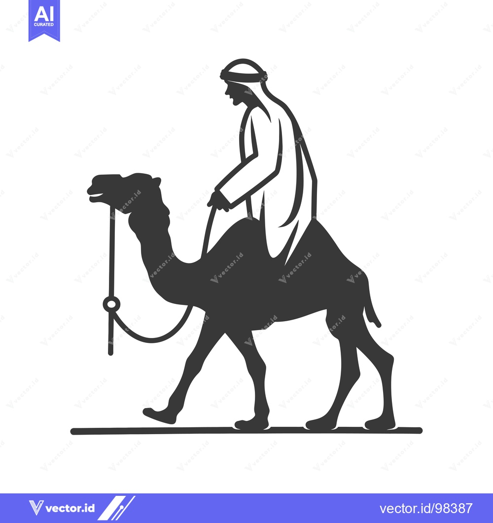 Premium Vector dari Silhouette of a man riding a camel